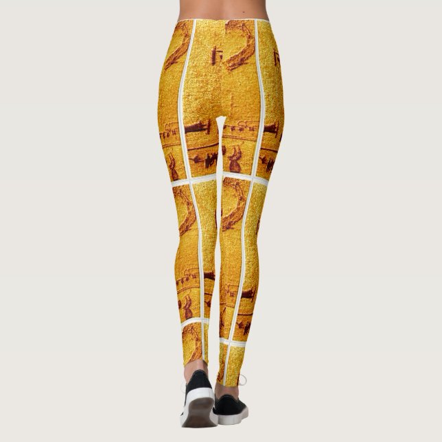 "Vintage Mandan Turtle Art" Leggings (Back)