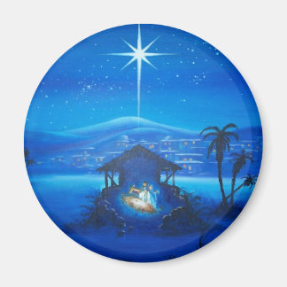 Vintage Manger Night Scene Magnet