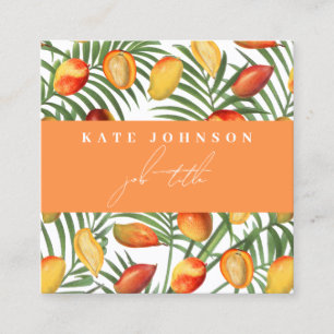 Vintage Mango & Greenery QR Code Business Logo Square Business Card