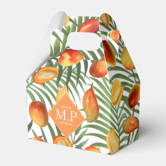 Vintage Mango & Greenery Summer Fruit Monogram Favour Box (Front Side)