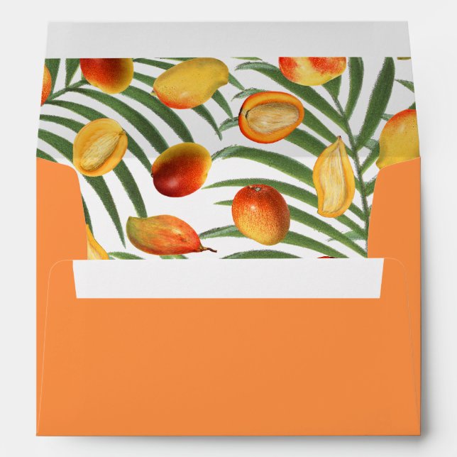 Vintage Mango & Greenery Summer Fruit Pattern Envelope (Back (Bottom))