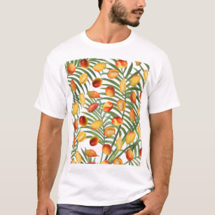 Vintage Mango & Greenery Summer Fruit Pattern T-Shirt