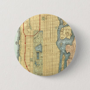 Vintage Manhattan New York City Map 6 Cm Round Badge