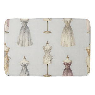 Vintage Mannequin Ballgown Pattern Bath Mat