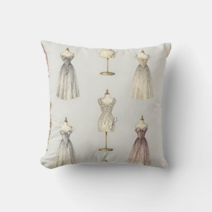 Vintage Mannequin Ballgown Pattern Cushion