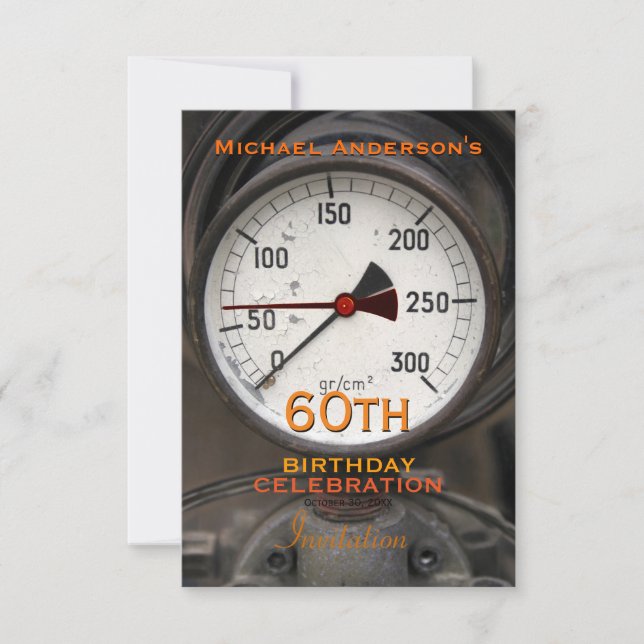 Vintage Manometer 60th Birthday Celebration Invitation (Front)