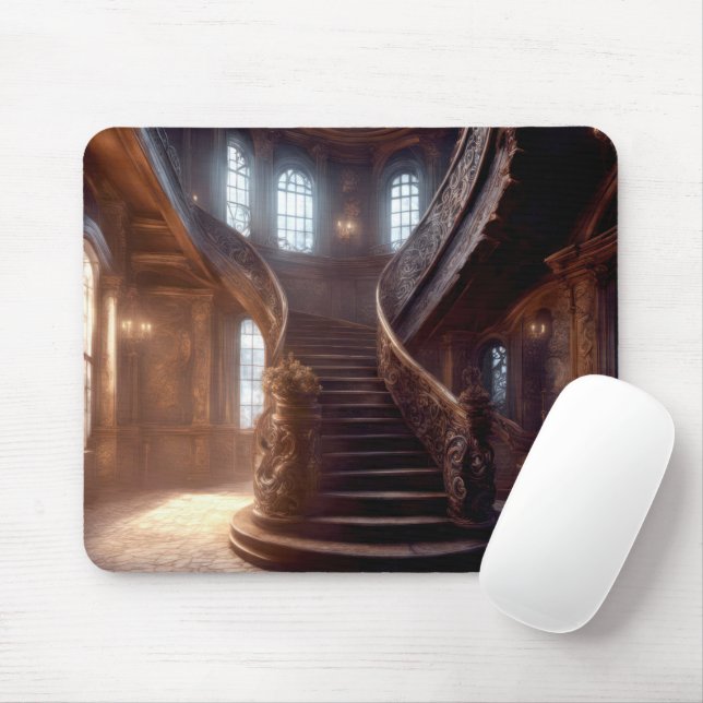 Vintage Mansion Staircase Mouse Pad (With Mouse)
