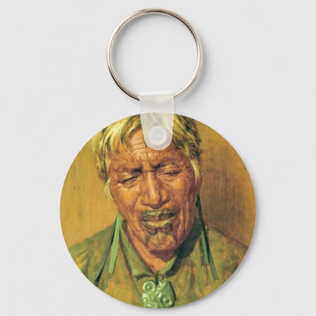 Vintage Maori Art by CF Goldie Keychains (Front)