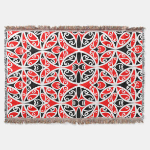 Vintage Maori New Zealand Tribal Art Pattern Throw Blanket