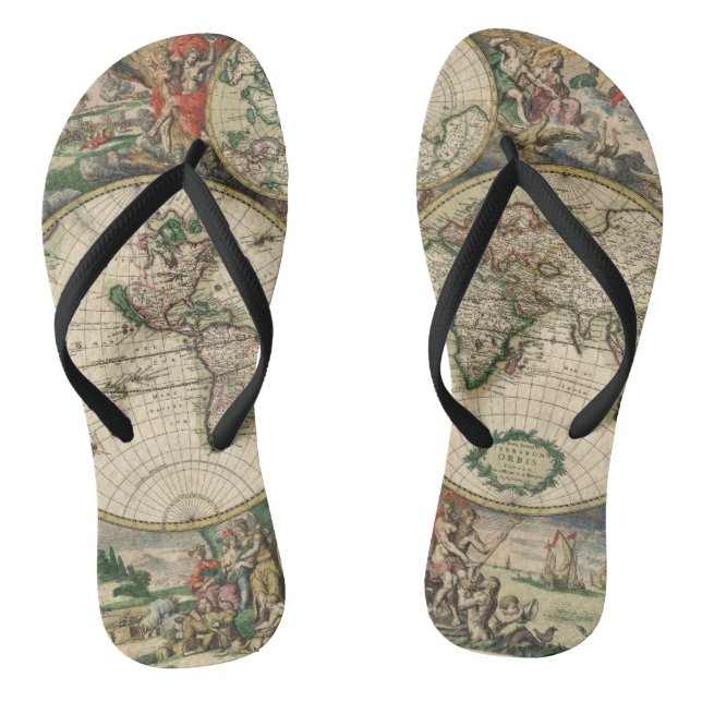 Vintage Map 1689 Flip Flops (Footbed)