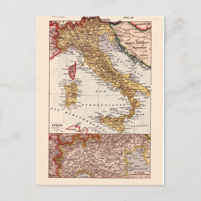 Vintage map, 1920,  Italy Postcard (Front)