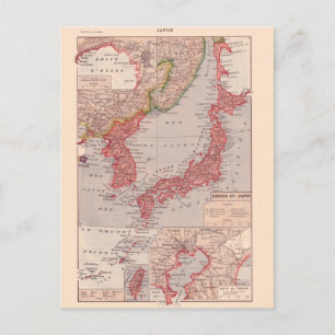 Vintage map, 1920, Japan Postcard