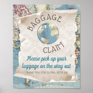 Vintage Map Baby Shower Favour Sign