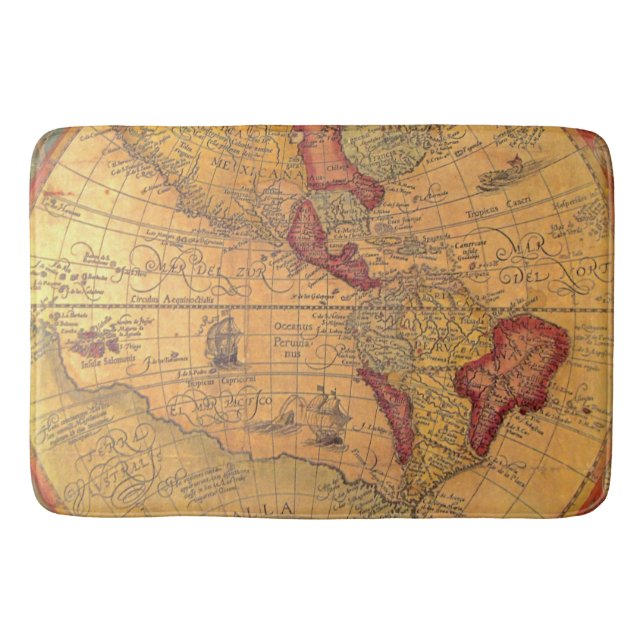 Vintage Map Bath Mat (Front)