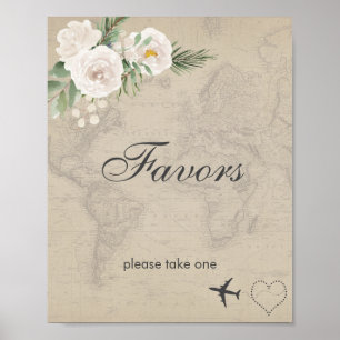 Vintage Map Bridal Shower Favours Sign