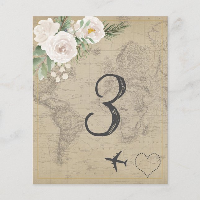 Vintage Map Bridal Shower Game Number 3 (Front)