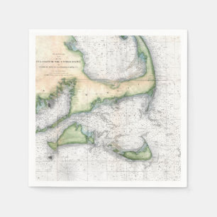 Vintage Map Cape Cod, Nantucket Martha's Vineyard Napkin