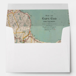 Vintage Map Cape Cod Travel Adventure Lined Envelope