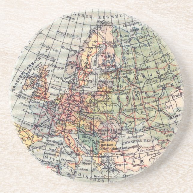 Vintage Map Coaster (Front)