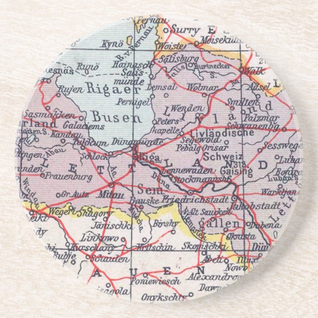 Vintage Map Coaster (Front)
