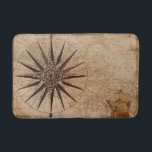 Vintage Map Compass Nautical Travel Bath Mat<br><div class="desc">Vintage map with a nautical compass and ship</div>