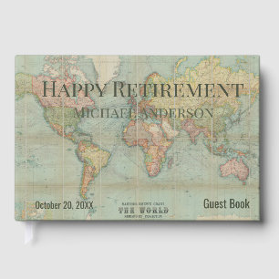Vintage Map Custom Retirement Party Photo Guest Book