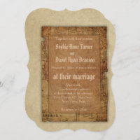 Vintage Map Destination Wedding Invitation