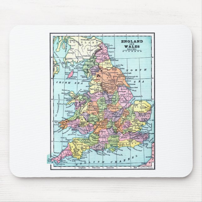 Vintage Map - England & Wales Mouse Pad (Front)
