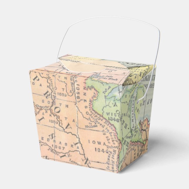 Vintage Map Favour Box (Front Side)