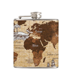 Vintage Map Hip Flask