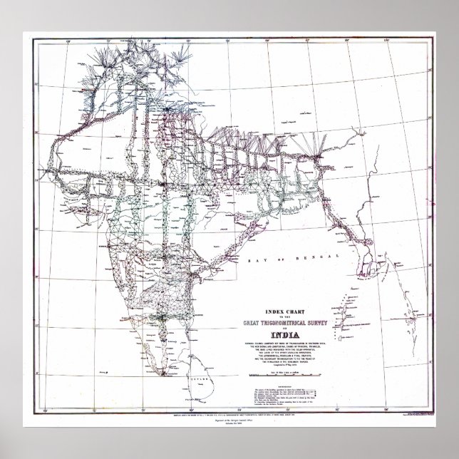 Vintage Map Index Chart Survey of India (Front)