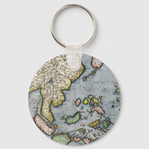 Vintage Map India to New Guinea Key Ring