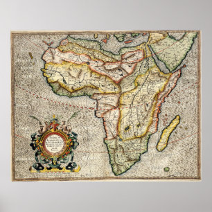 Vintage Map of Africa (1596) Poster
