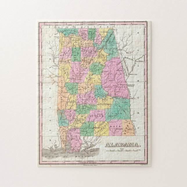 Vintage Map of Alabama (1827) Jigsaw Puzzle (Vertical)