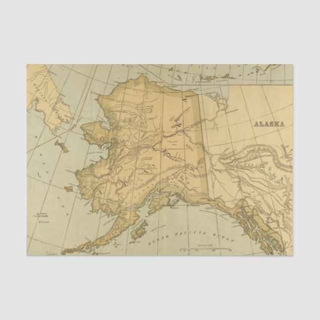 Vintage Map of Alaska (1894) Tissue Paper (Front)