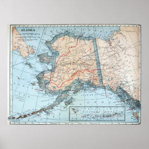 Vintage Map of Alaska (1921) Poster