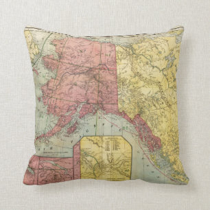 Vintage Map of Alaska and Canada (1901) Cushion
