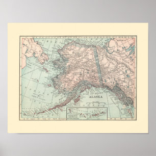 Vintage map of Alaska Poster
