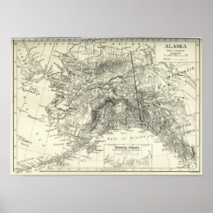 Vintage Map of Alaska Print