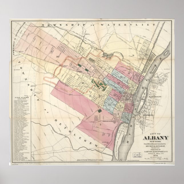 Vintage Map of Albany NY (1874) Poster (Front)