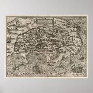 Vintage Map of Alexandria Egypt (1575) Poster
