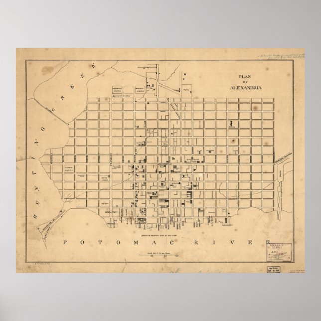 Vintage Map of Alexandria Virginia (1862) Poster (Front)
