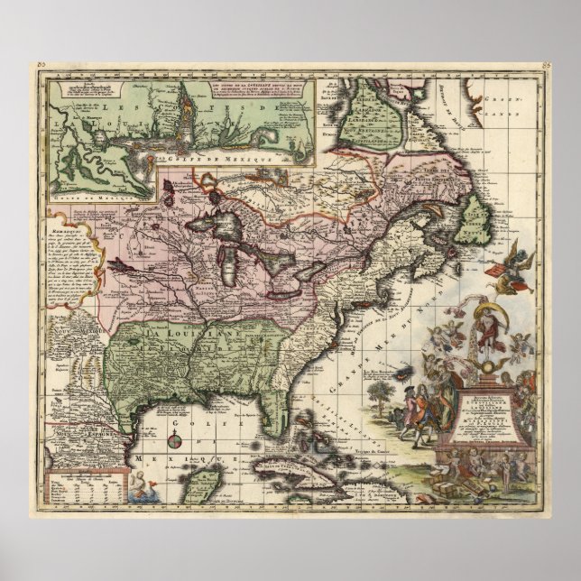 Vintage Map of America (1720) Poster (Front)