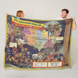 Vintage Map of American Football from the 1950s Fleece Blanket