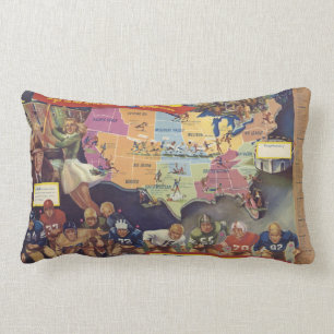 Vintage Map of American Football from the 1950s Lumbar Cushion