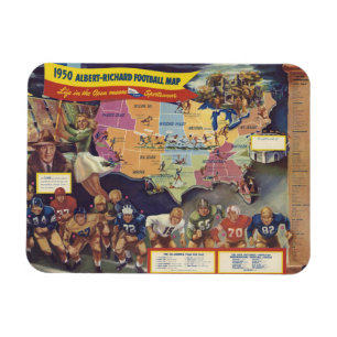 Vintage Map of American Football from the 1950s Magnet