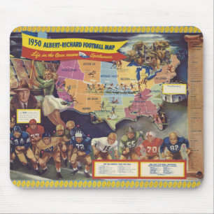 Vintage Map of American Football from the 1950s Mouse Pad