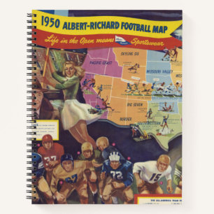 Vintage Map of American Football from the 1950s Notebook
