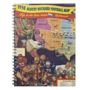 Vintage Map of American Football from the 1950s Notebook