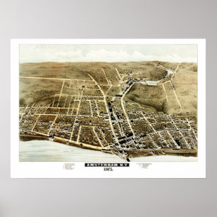 Vintage map of Amsterdam, NY in 1875 Poster